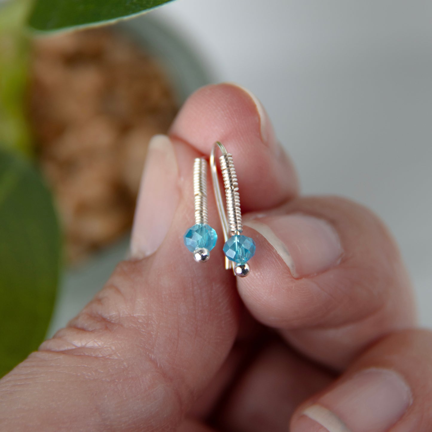 Light Blue Huggie Earrings
