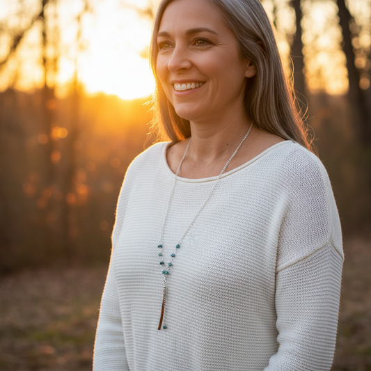 Turquoise Chain Tassel Necklace