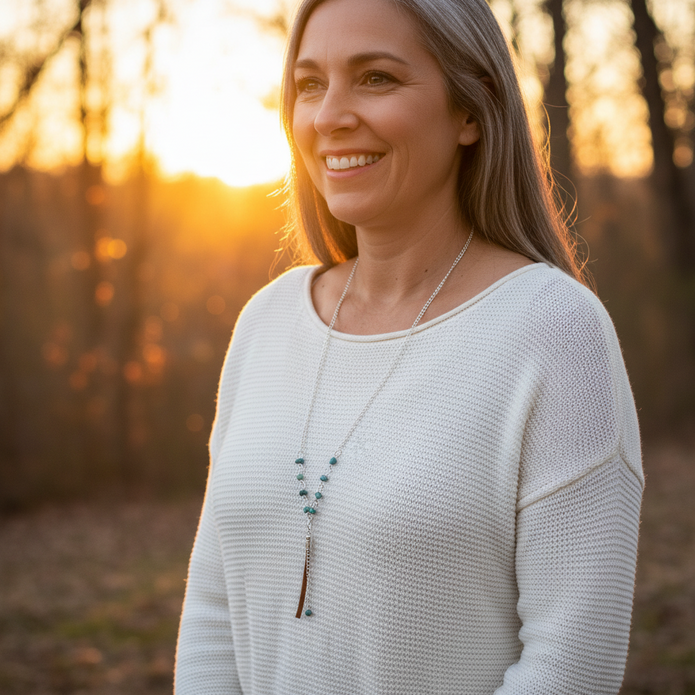 Turquoise Chain Tassel Necklace