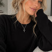 Midnight Edge Silver Plated Gothic Cross Necklace with Black Center Stone