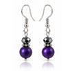 Midnight Plum Purple Faux Pearl & Smoky Crystal Dangle Earrings