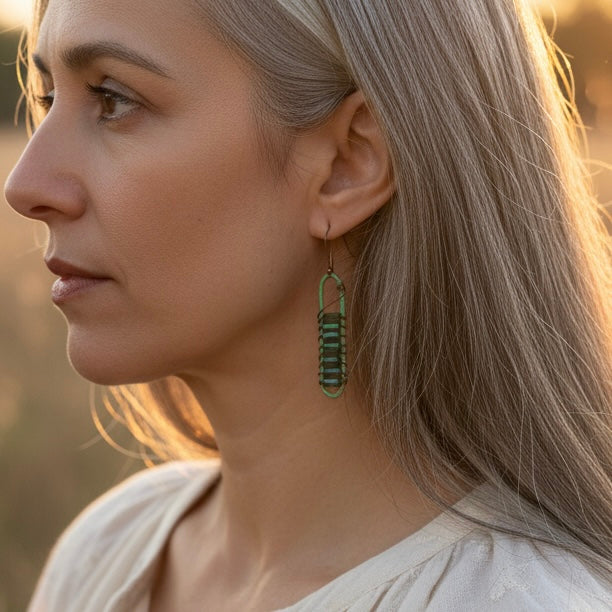 Green Copper Patina Earrings-BOGO Free