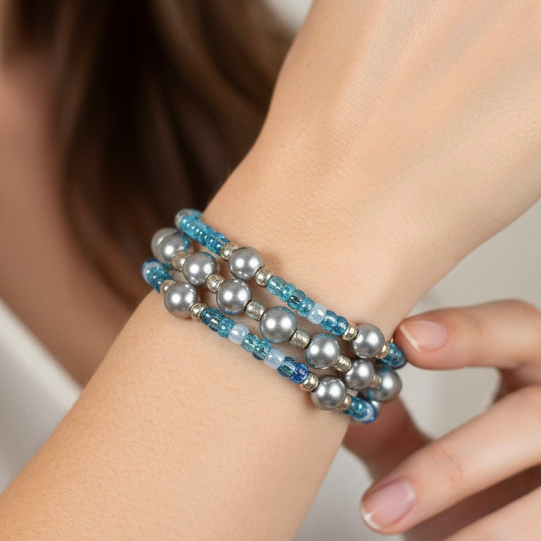 Blue Crown Bead Bracelet