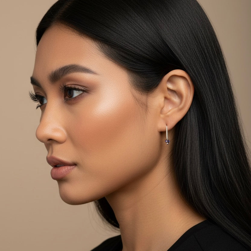 Purple Huggie Earrings