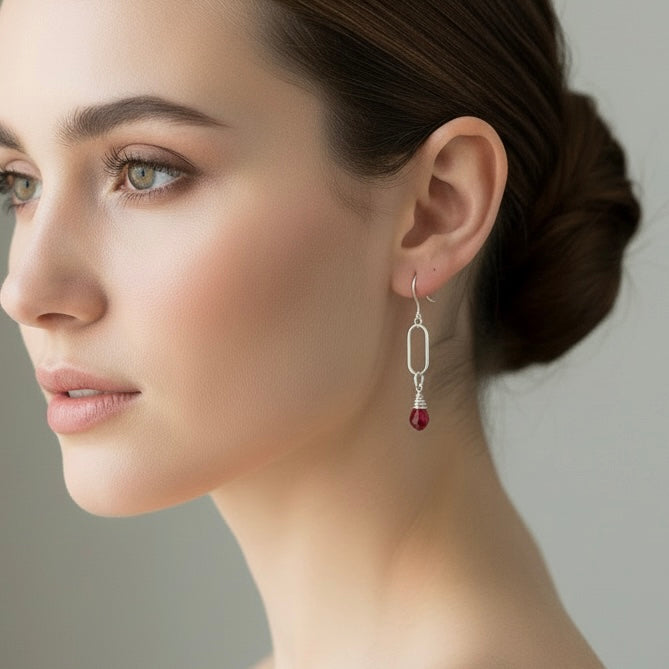 Red Oval Earrings