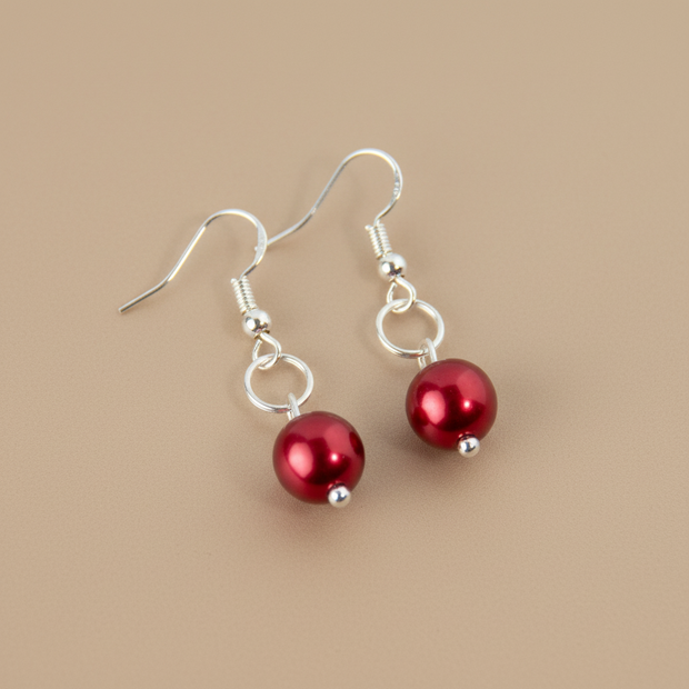 Red Pearl Earrings
