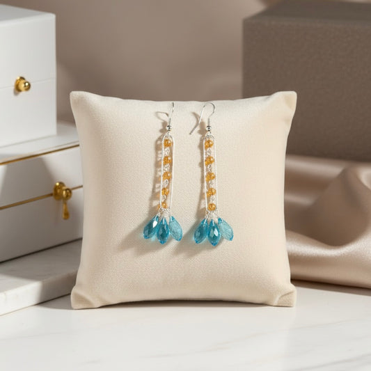 Blue Crystal Chandelier Earrings