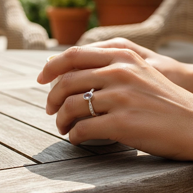 Amethyst Deco Oval Ring