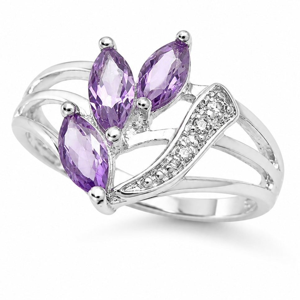 Vintage Amethyst Purple Marquise Ring