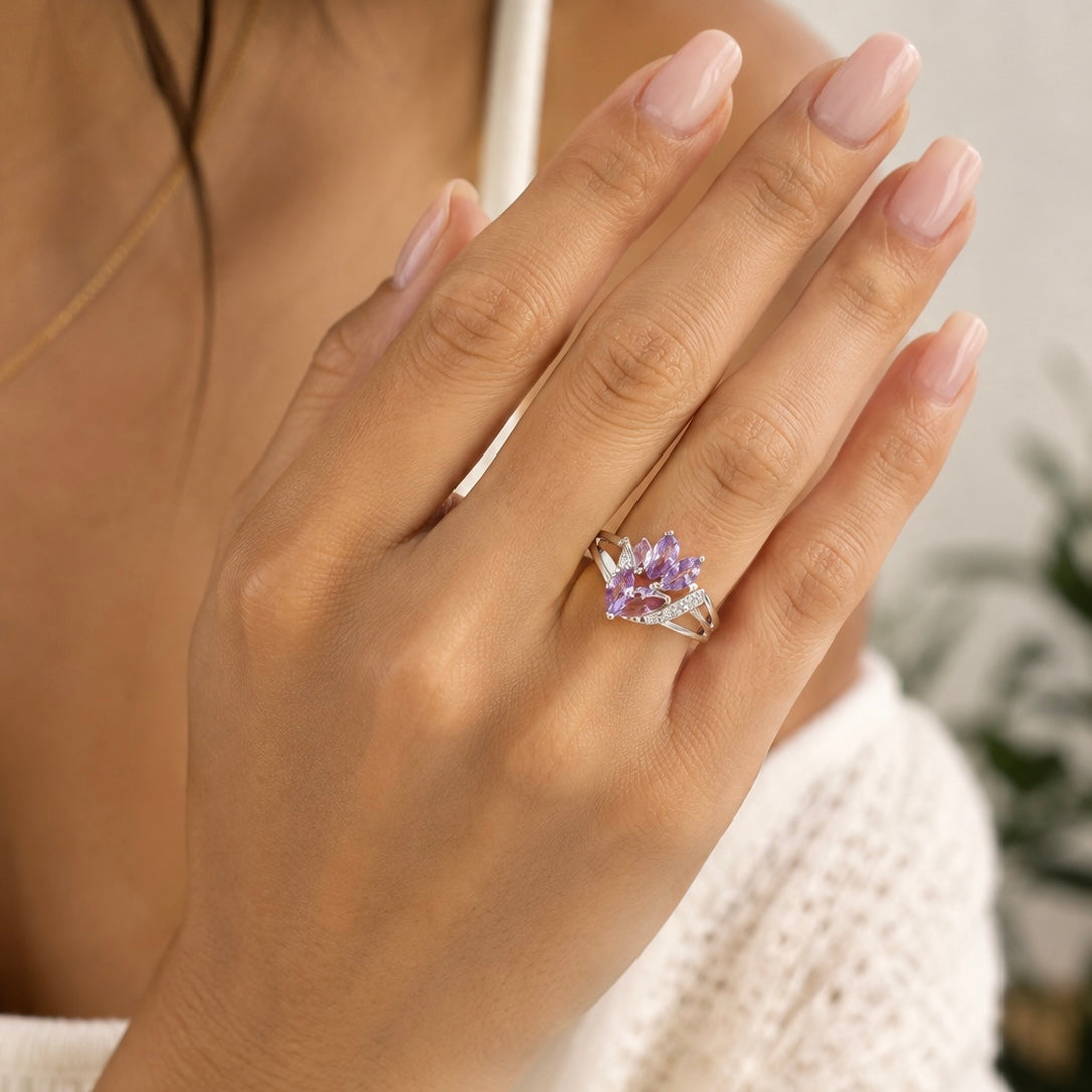 Vintage Amethyst Purple Marquise Ring