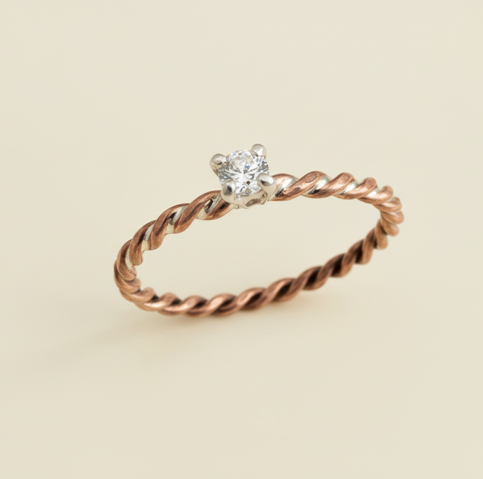 Sterling Silver Twisted Wire Copper Ring