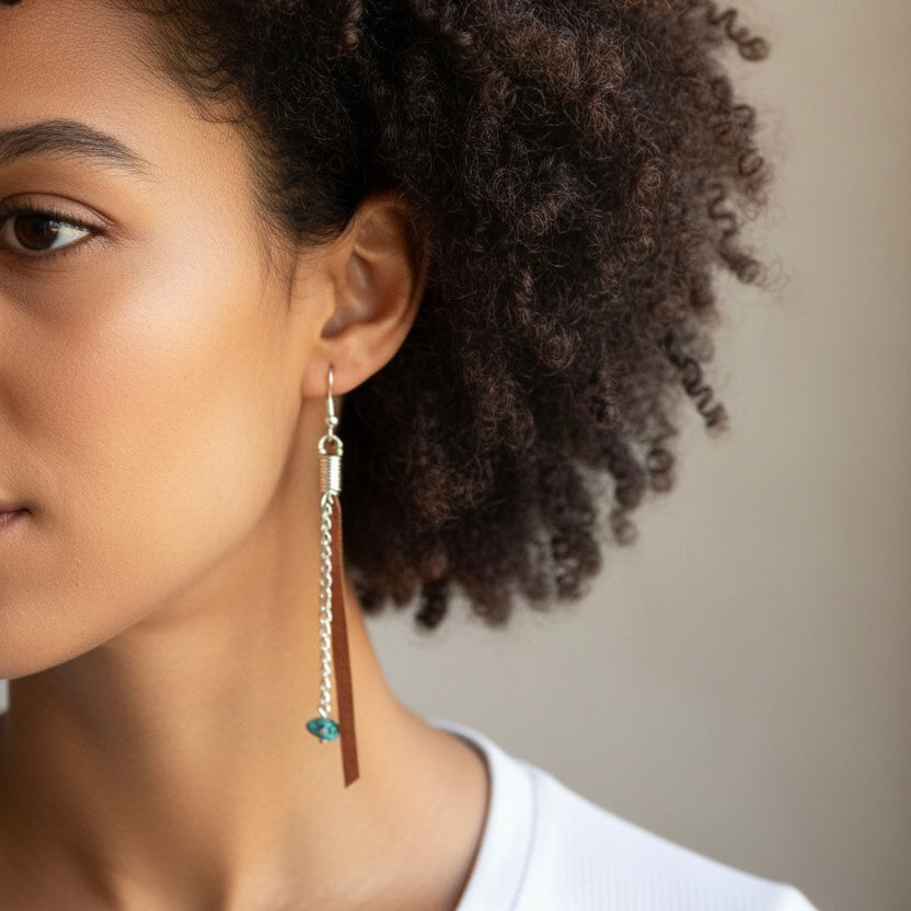 Turquoise Chain Tassel Earrings-BOGO Free