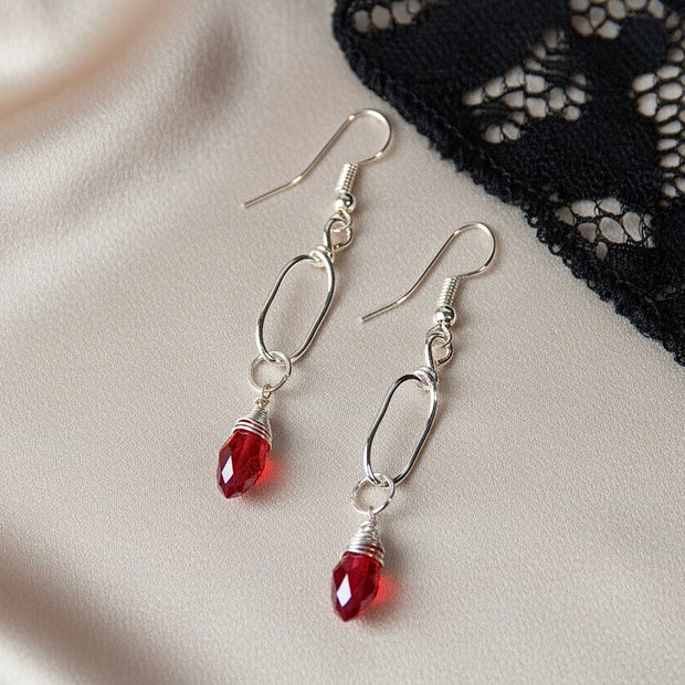 Red Oval Earrings