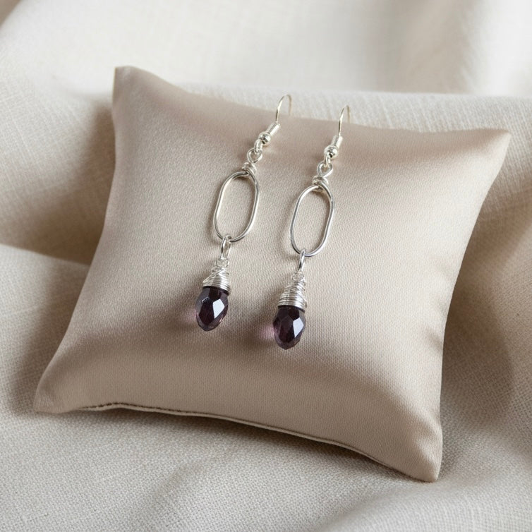 Purple Oval Earrings