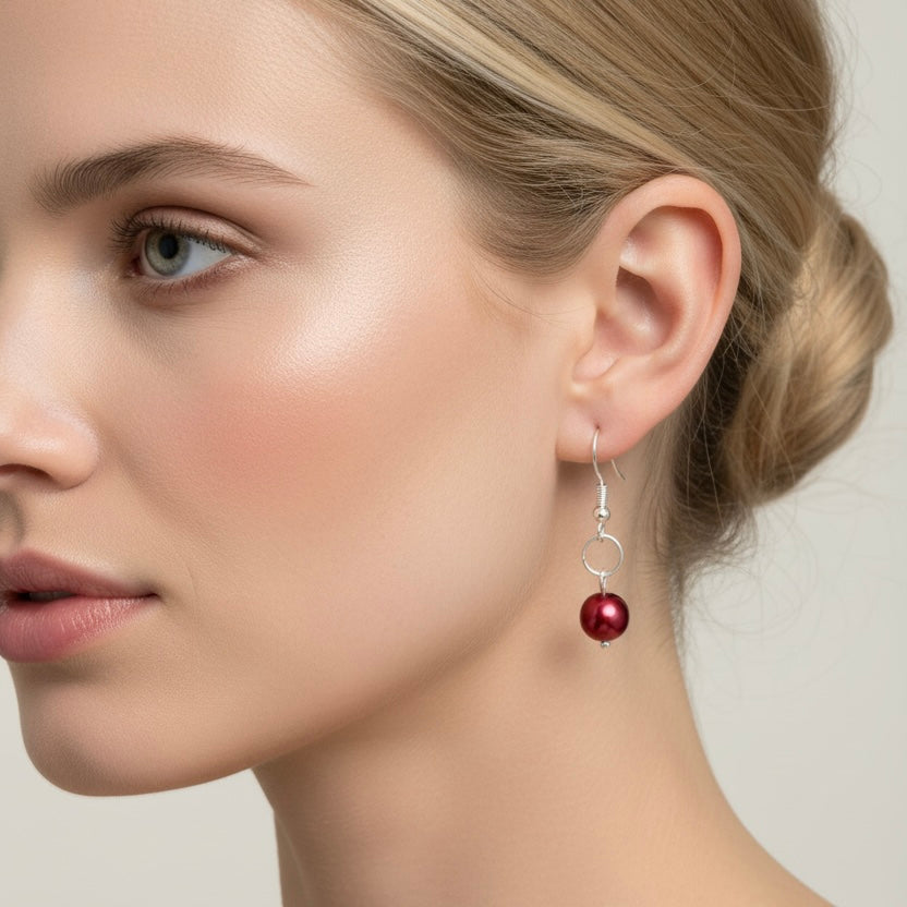 Red Pearl Earrings