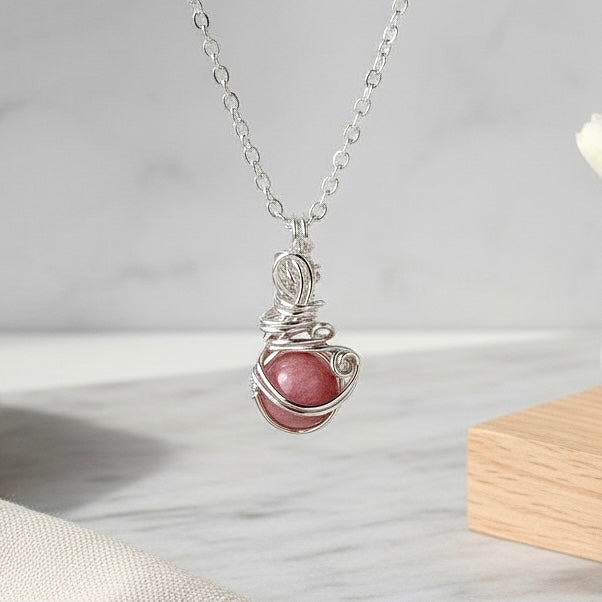 Pink Gemstone Bead Necklace