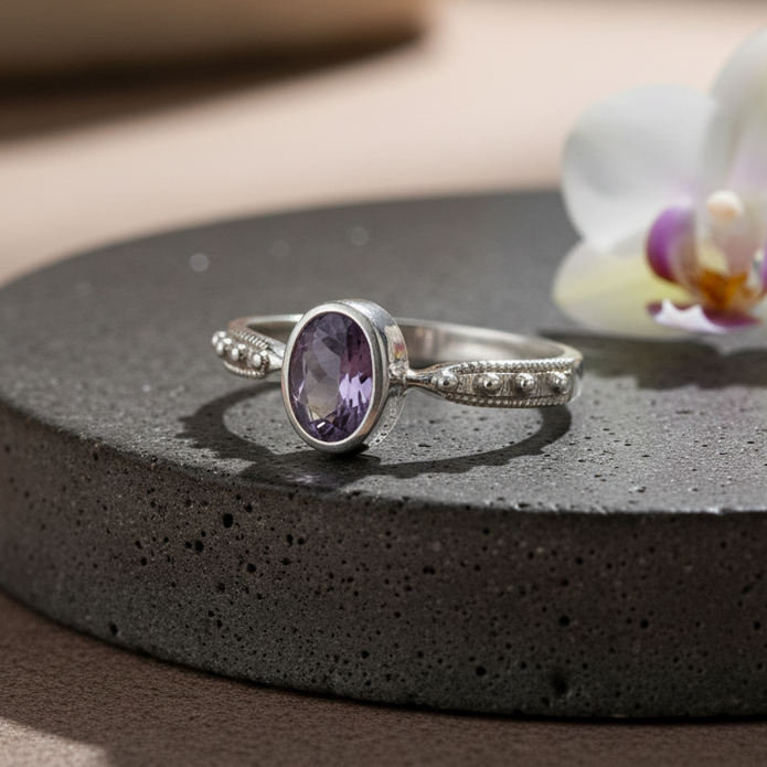 Amethyst Deco Oval Ring