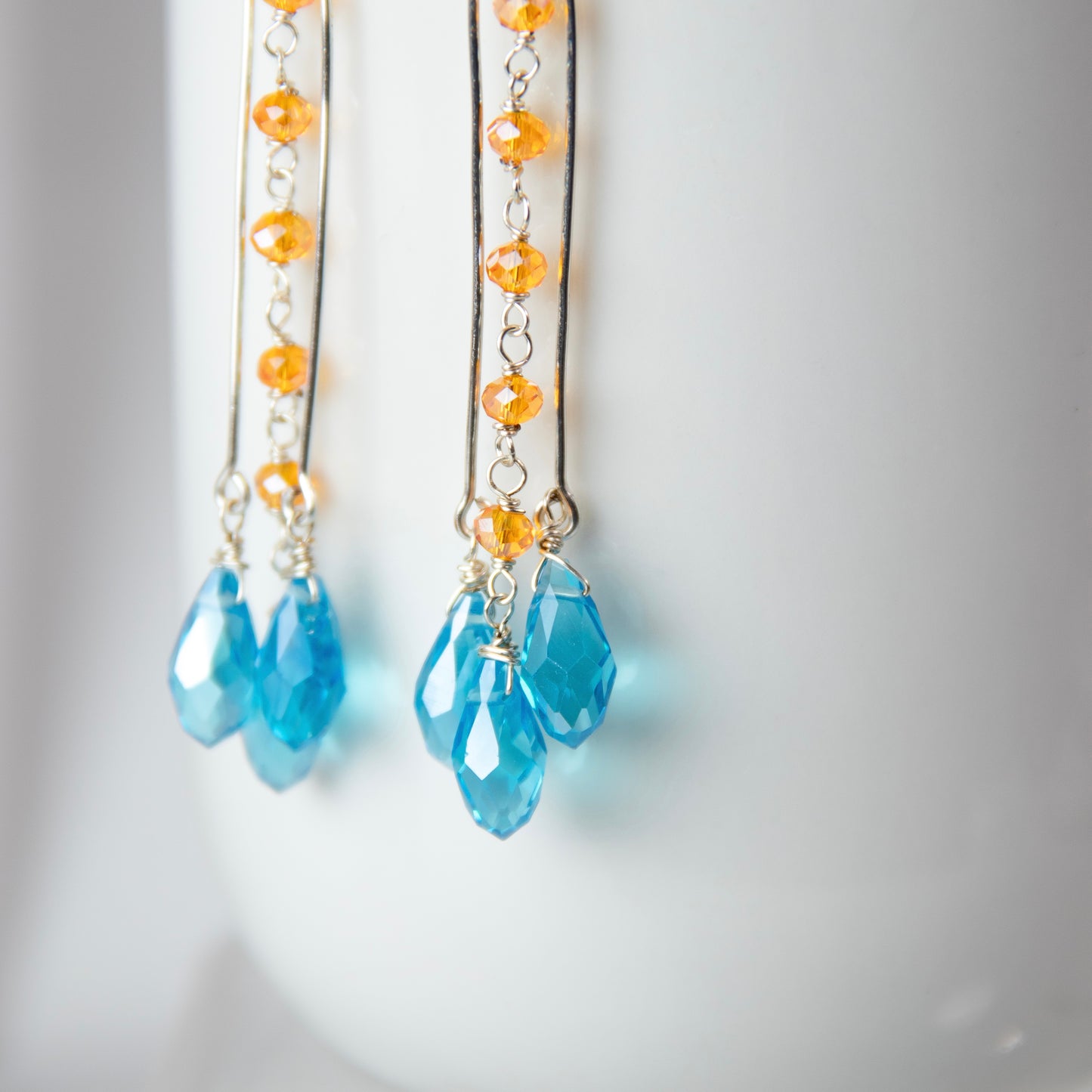 Blue Crystal Chandelier Earrings