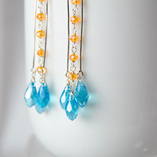 Blue Crystal Chandelier Earrings
