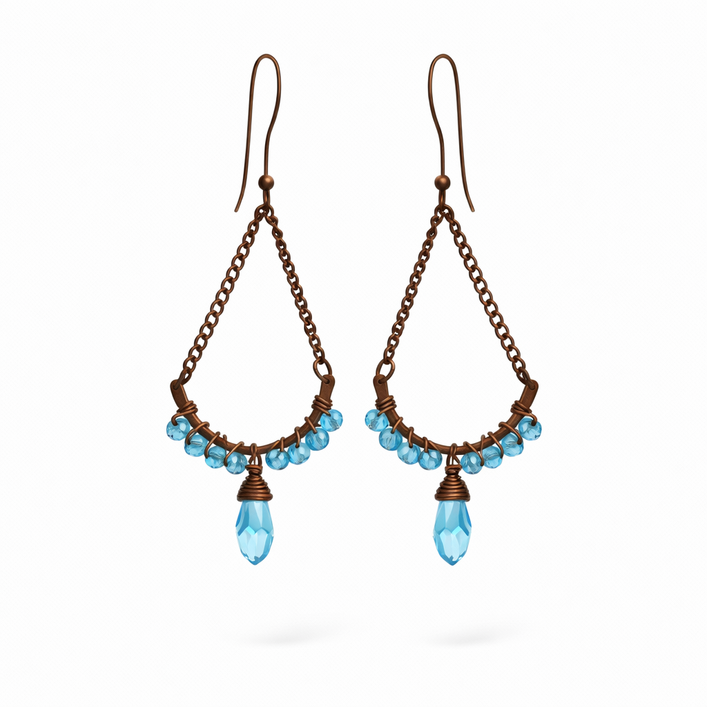 Copper Blue Chandelier Earrings-BOGO Free