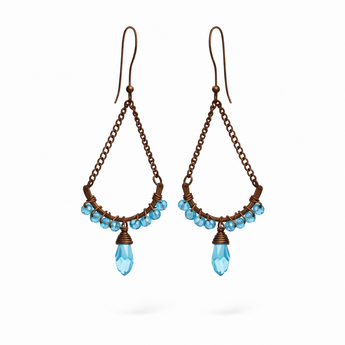 Copper Blue Chandelier Earrings-BOGO Free