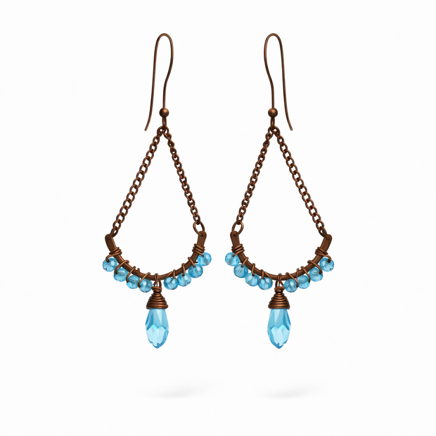 Copper Blue Chandelier Earrings-BOGO Free