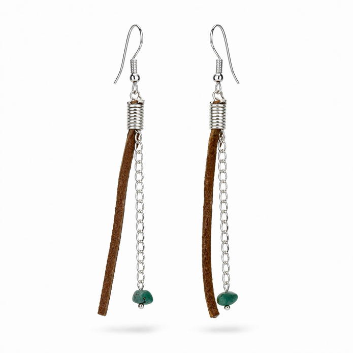 Turquoise Chain Tassel Earrings-BOGO Free