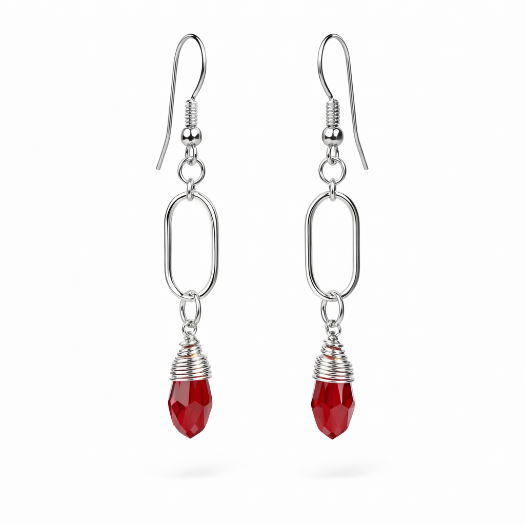 Red Oval Earrings