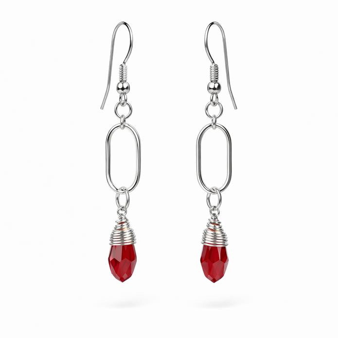 Red Oval Earrings