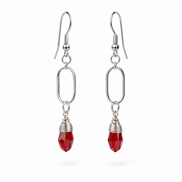 Red Oval Earrings