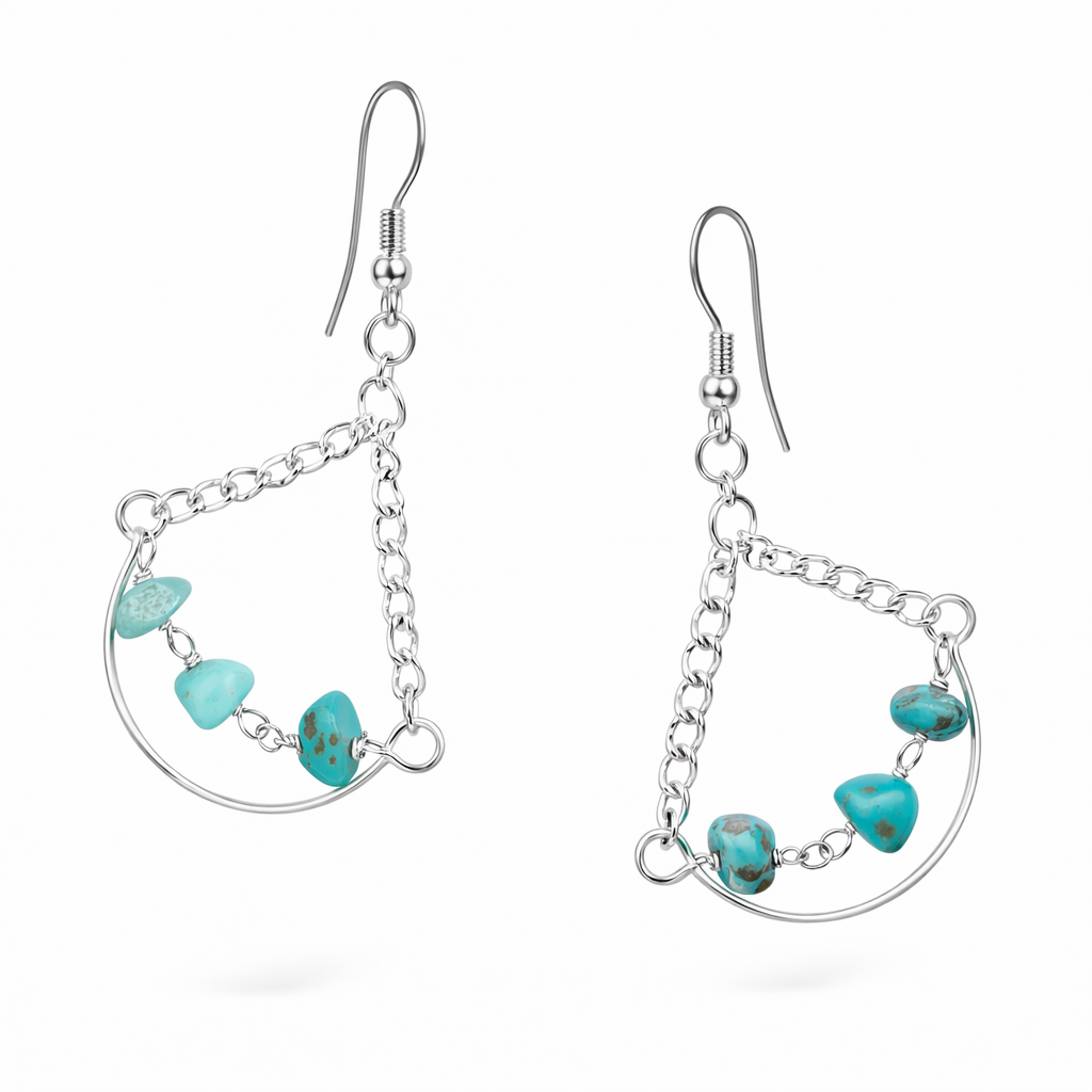 Turquoise Chandelier Chain Earrings