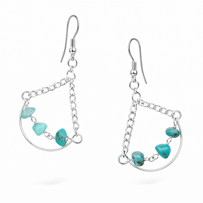 Turquoise Chandelier Chain Earrings