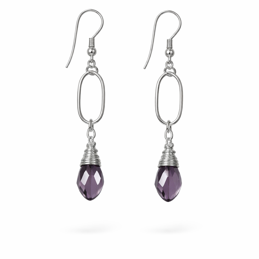 Purple Oval Earrings