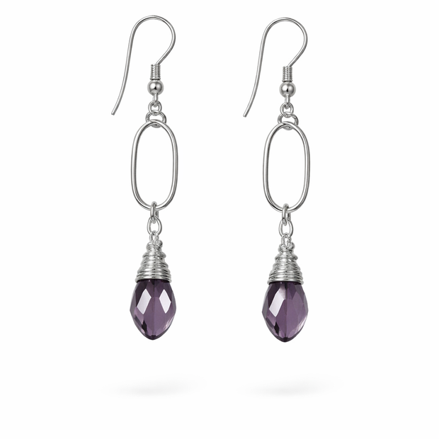 Purple Oval Earrings