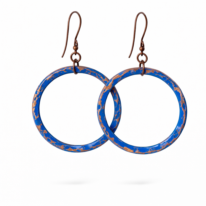 Copper Blue Patina Earrings