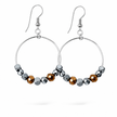 Brown Silver Beaded Earrings