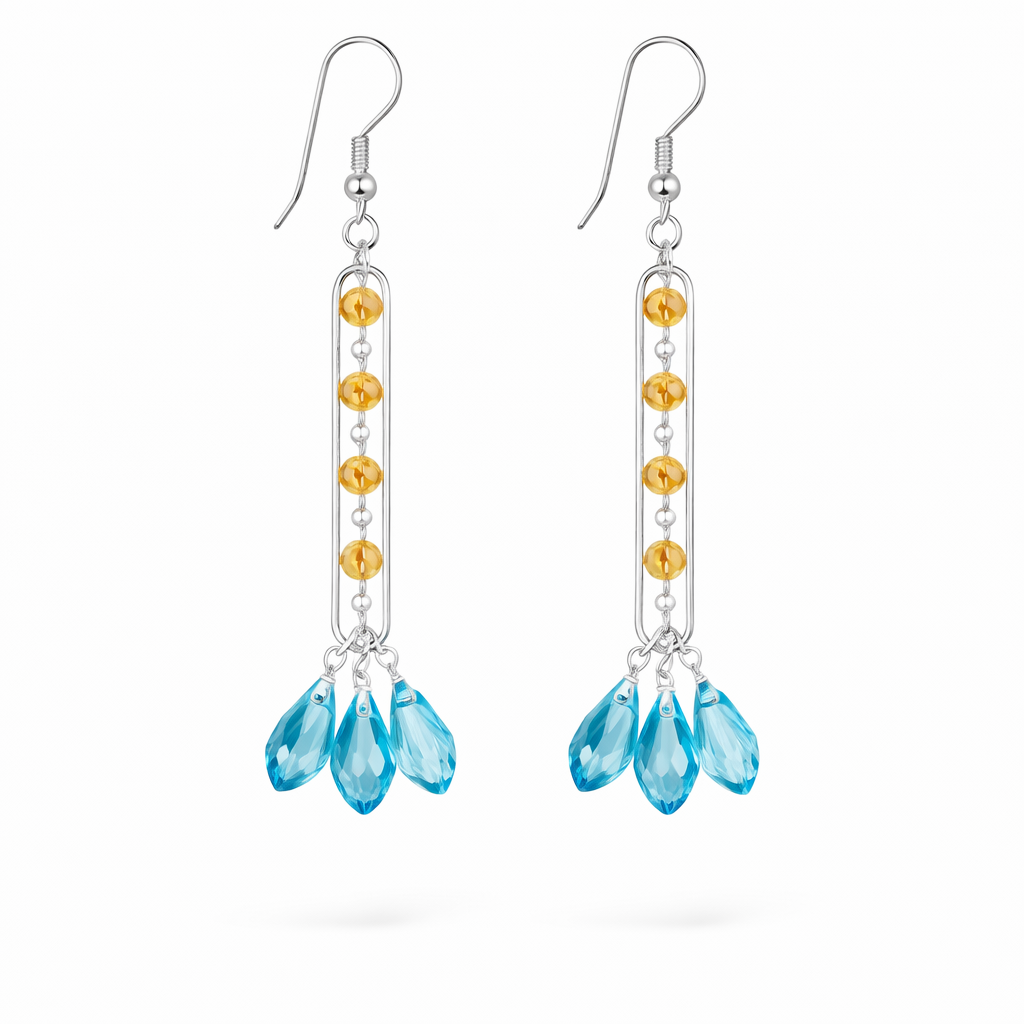 Blue Crystal Chandelier Earrings