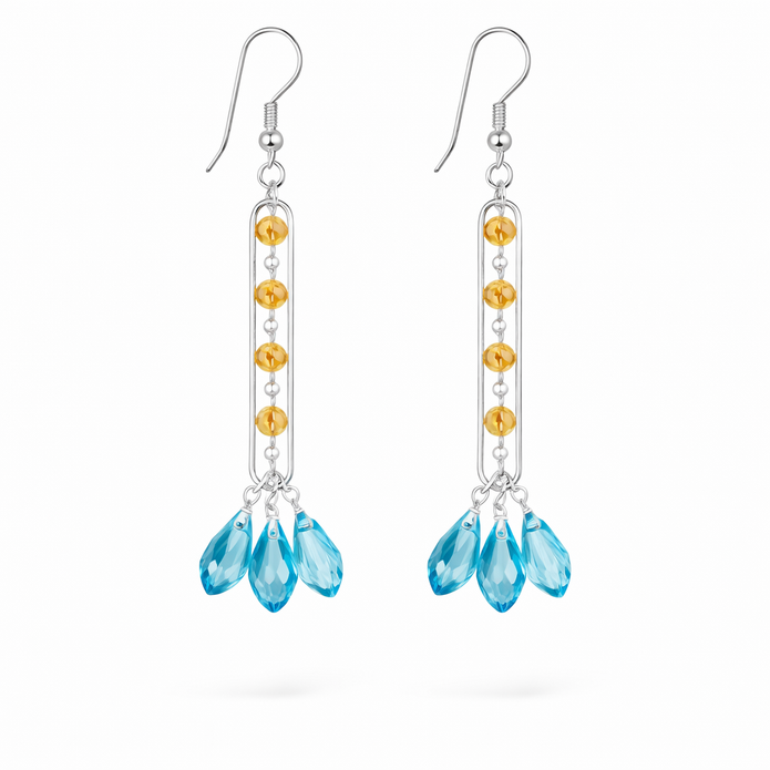 Blue Crystal Chandelier Earrings
