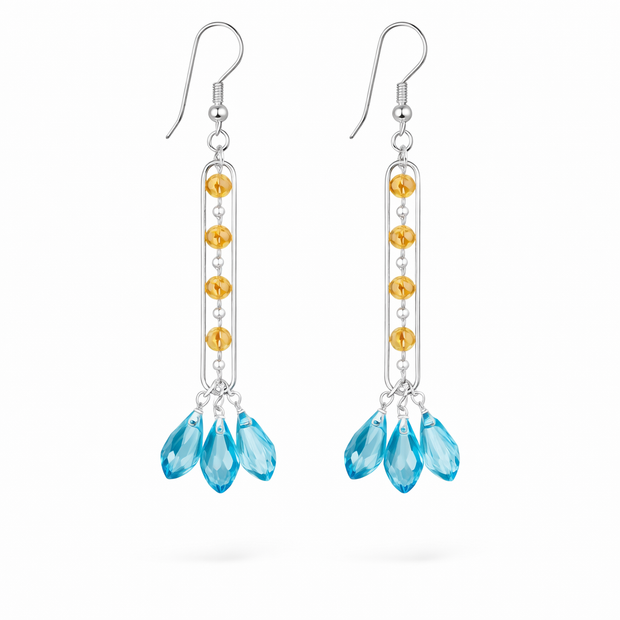 Blue Crystal Chandelier Earrings