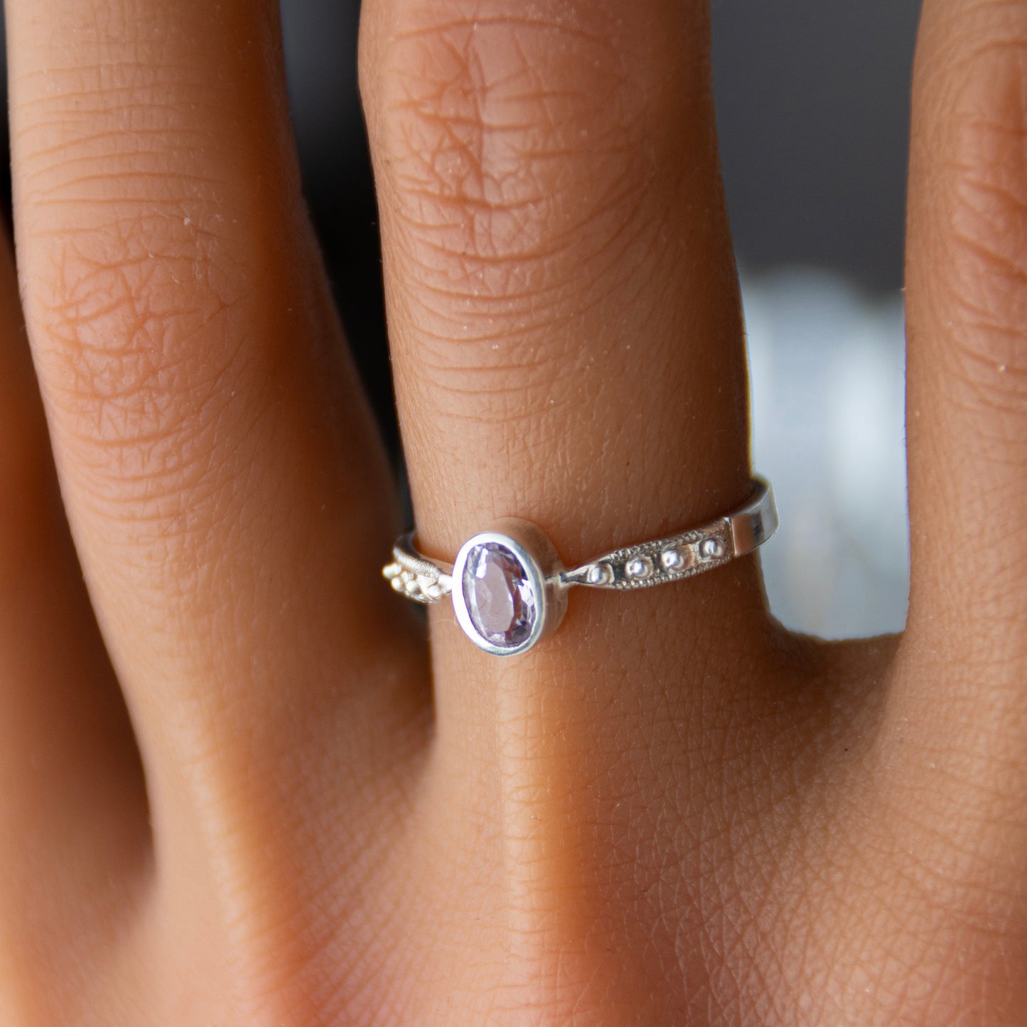 Amethyst Deco Oval Ring